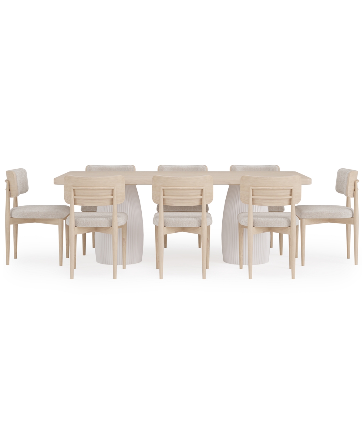 Macy's Lunare 9-pc. Dining Set (rectangular Table & 8 Curved Chairs) In No Color