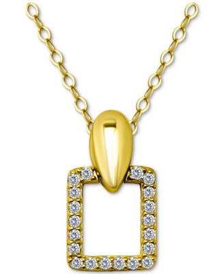 Cubic Zirconia Doorknocker Pendant Necklace (1/2 ct. t.w.) in 18k Gold over Sterling Silver, 16" + 2" extender