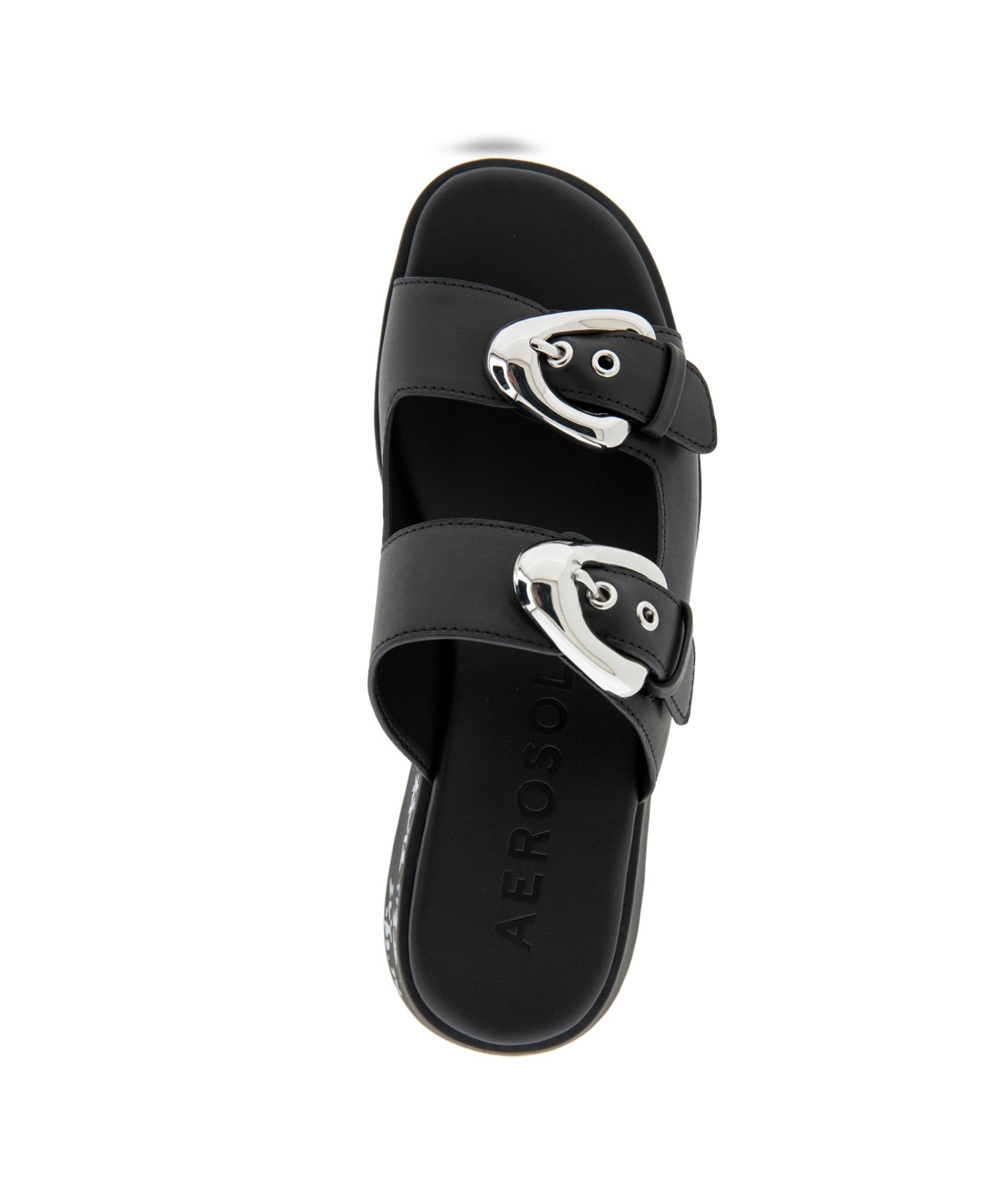 Shop Aerosoles Women's Faith Round Toe Flatform Sandals In Black Leather