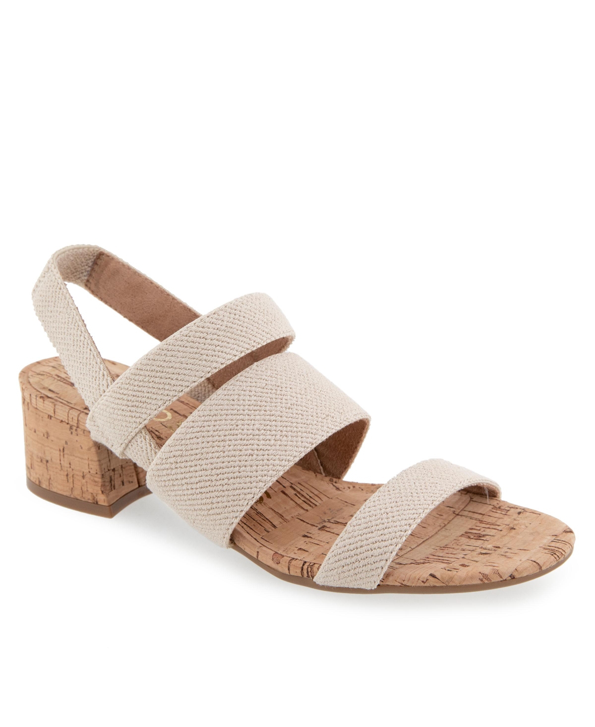 Shop Aerosoles Women's Chara Round Toe Slingback Sandals In Natural Linen Elastic Fabric