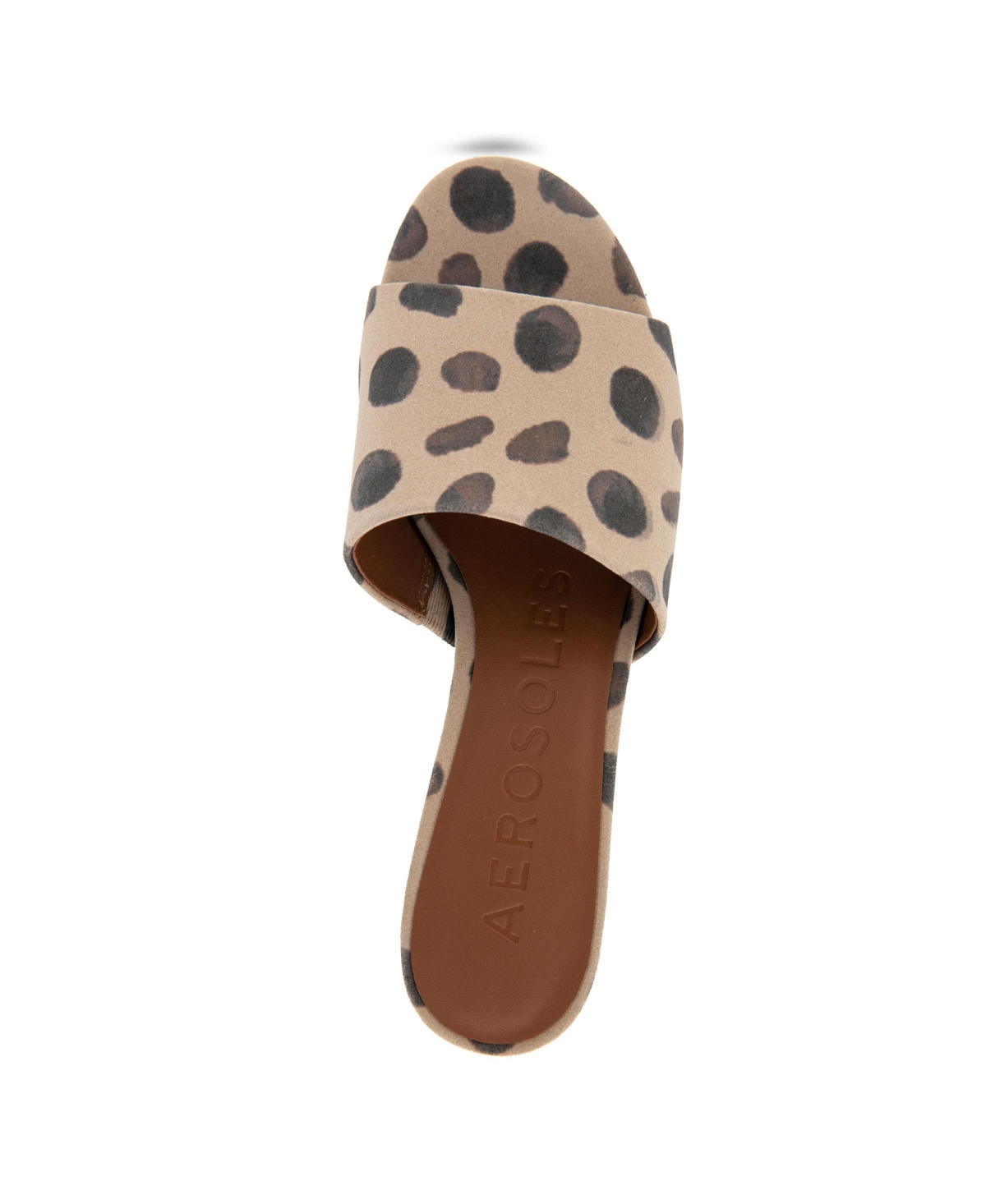 Shop Aerosoles Women's Como Round Toe Slide Sandals In Natural,brown Spotted Faux Suede