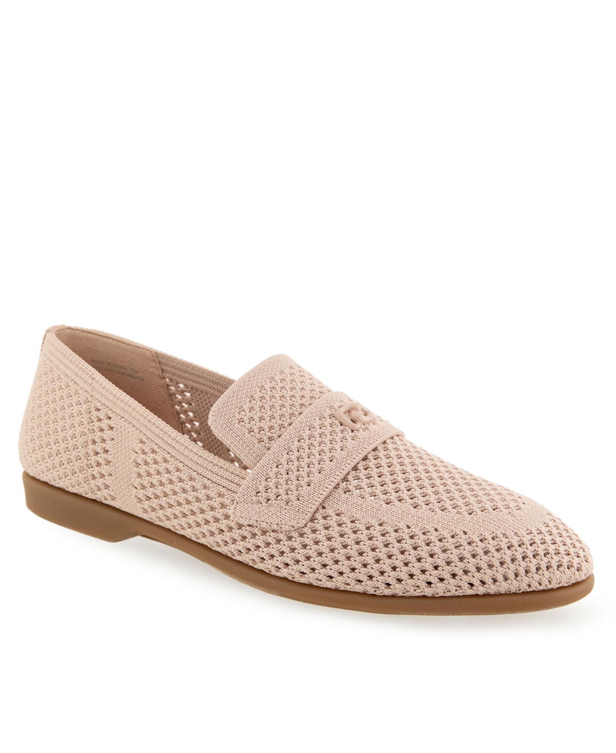 AEROSOLES WOMEN'S NANTI KNIT SMOKING ALMOND TOE SLIPPER FLATS 
