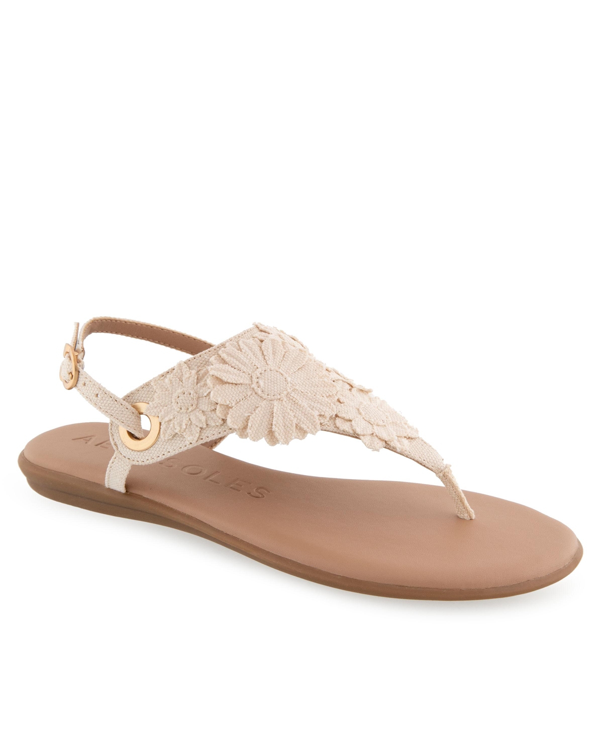 Shop Aerosoles Women's Connie Round Toe Flat Sandals In Natural Canvas