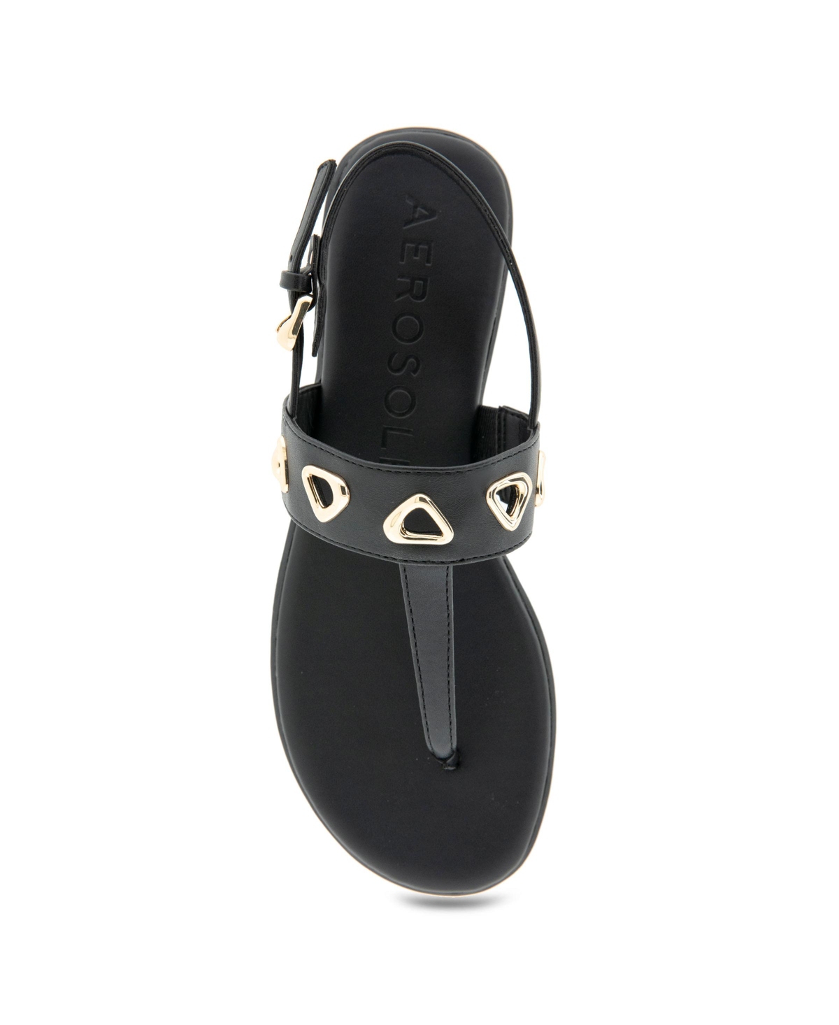 Shop Aerosoles Women's Lago Round Toe Thong Sandals In Black Faux Leather