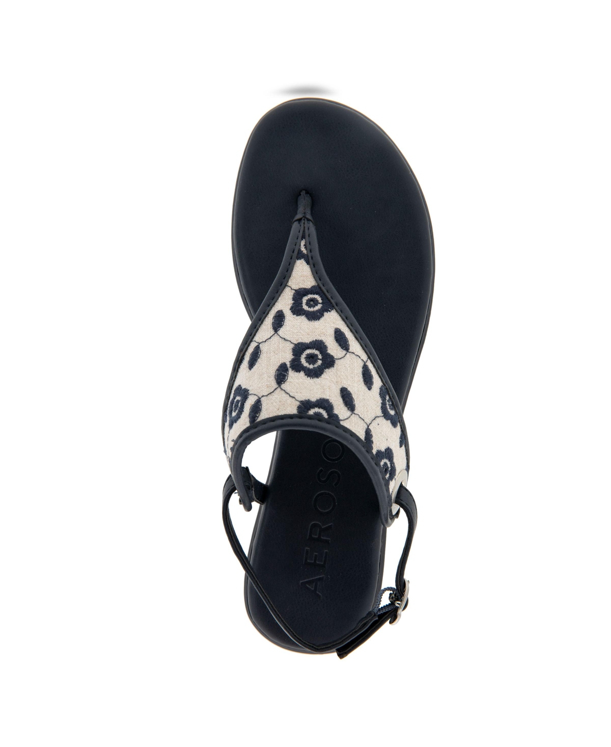 Shop Aerosoles Women's Conclusion Thong Open Toe Sandals In Natural,navy Floral Linen