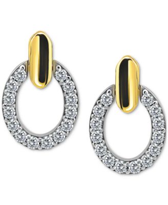 Cubic Zirconia Round Earrings (1-1/2 ct. t.w.) in 18k Gold over Sterling Silver (Also Available in Sterling Silver)
