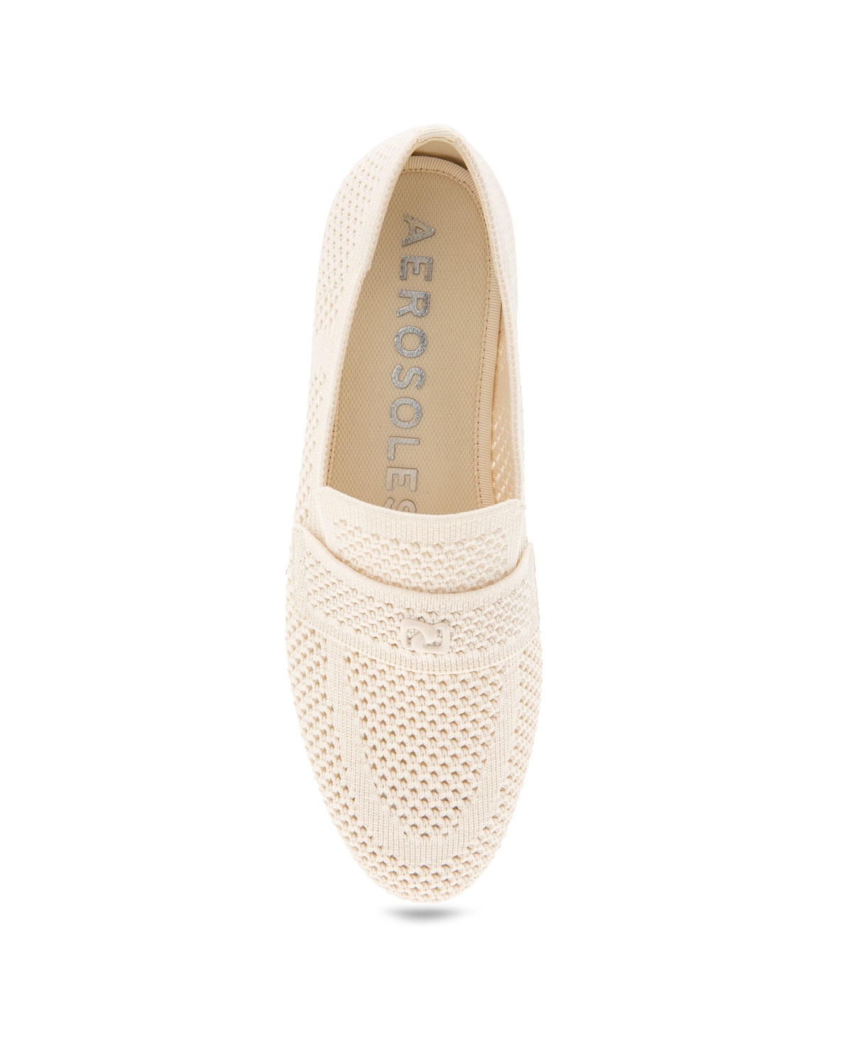 AEROSOLES WOMEN'S NANTI KNIT SMOKING ALMOND TOE SLIPPER FLATS 