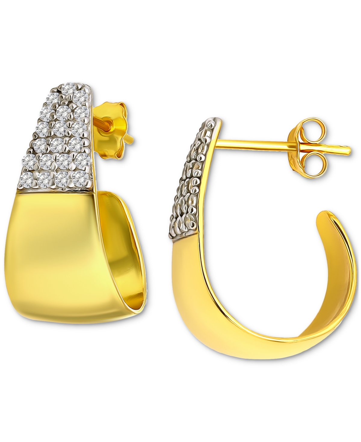 Giani Bernini Cubic Zirconia J-shaped Hoop Earrings In Sterling Silver, Exclusively At Macy's