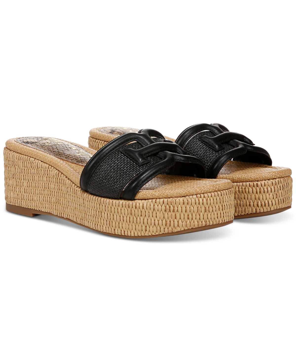 Sam Edelman Pauleena Platform Wedge Slide Sandal In Black Como Calf Leather