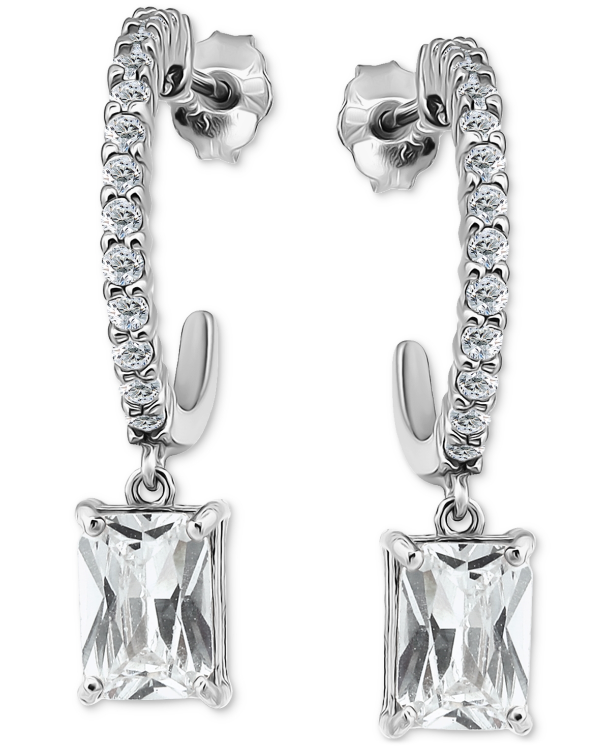 Giani Bernini Cubic Zirconia Charm Hoop Earrings (3-5/8 Ct. T.w.) In 18k Gold-plated Sterling Silver, Exclusively In Silver