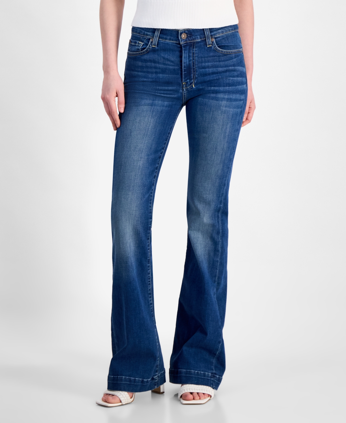 7 For All Mankind Women's Dojo Tailorless Flare-leg Jeans In Authentic Blue