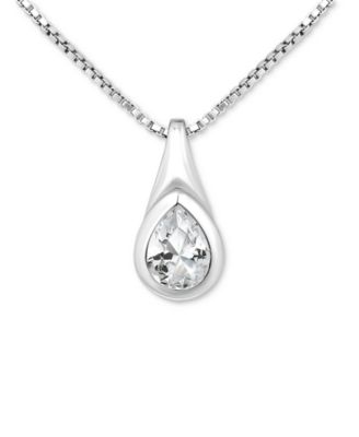 Giani Bernini - Cubic Zirconia Pear-Shaped Pendant Necklace in Sterling Silver, 16" + 2" extender
