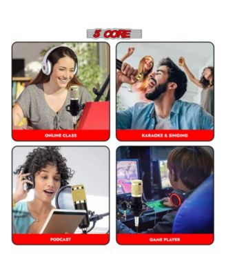 Recording Microphone Podcast Bundle • Professional Condenser Cardioid Mic Kit • w Boom Arm RM 8 BG