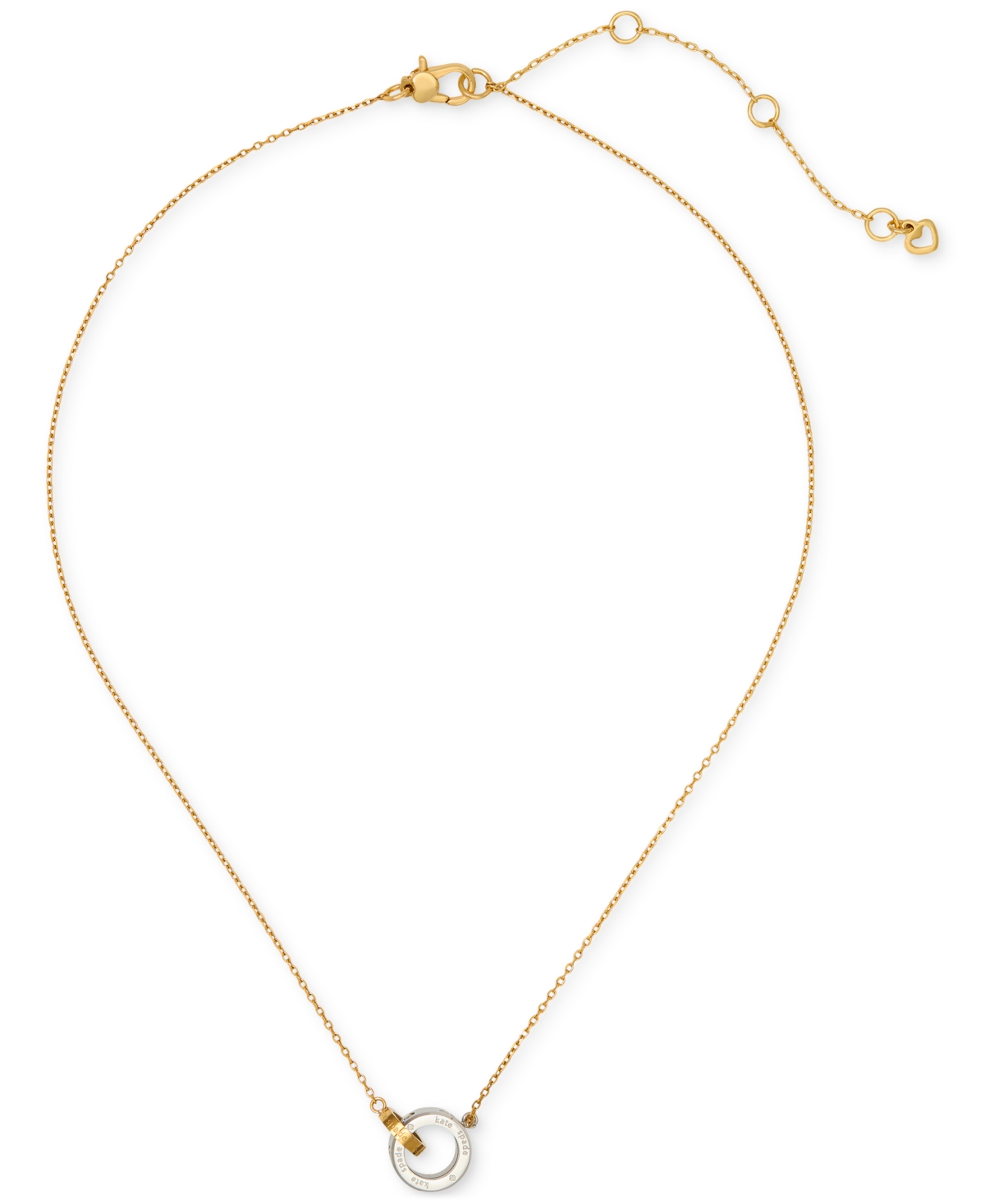 Kate Spade Set In Stone Interlink Pendant Necklace, 16" + 3" Extender In Clear,two Tone