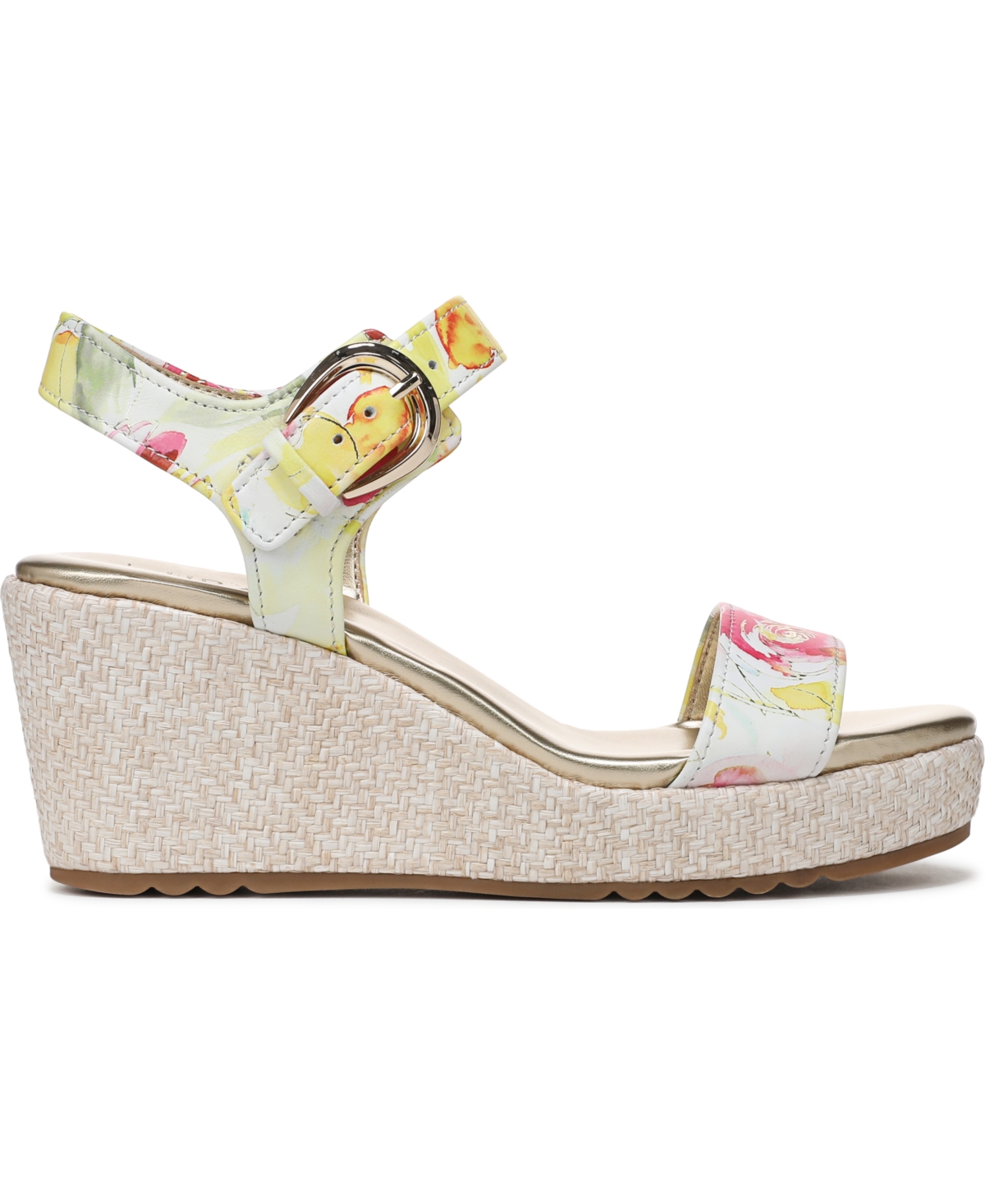 Naturalizer Women's Stella Open Round Toe Wedge Sandals In Sunlight Floral Leather