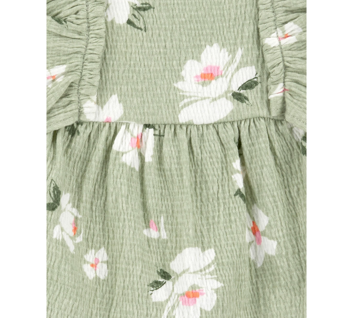 Shop Carter's Baby Girls Floral-print Gauze Headband, Top & Shorts, 3 Piece Set In Green