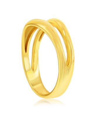 Sterling Silver, Gold Plated High-Polished Double Row Ring