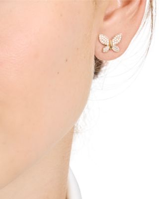 Lucky Charm Gold-Tone Pav&eacute; Crystal Butterfly Stud Earrings