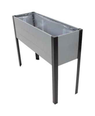 Acacia Wood Raised Garden Bed with Legs - 31-Inch H - Powder-Coated Steel Frame - Removable Planter Bag