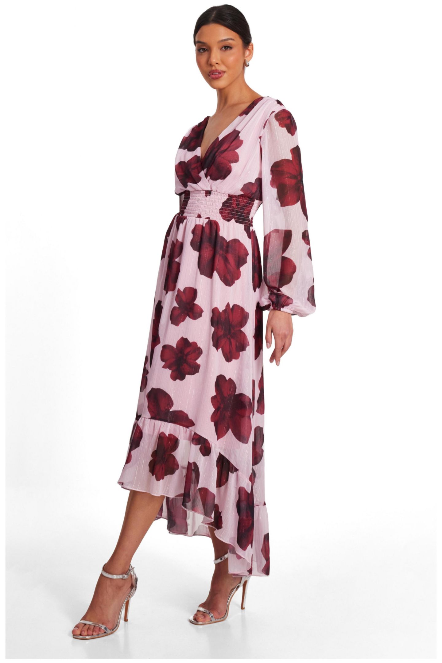 Женское платье QUIZ Chiffon Wrap Midi, цвет: Пудровый — фото 2