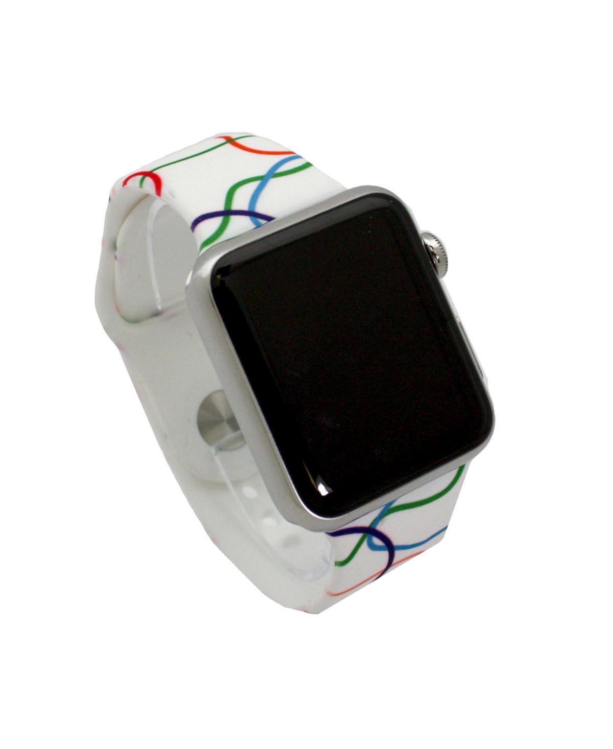 Olivia Pratt White & Colorful Stripes Printed Silicone Apple Watch Band