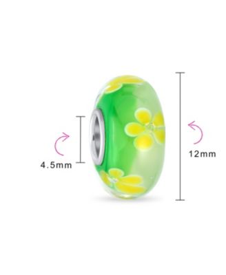 Floral Design Murano Glass Spacer Charm Bead with Sterling Silver Core