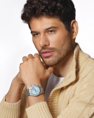 Preston Stainless Steel Silver Tone & Ice Blue Men's Watch 1036APRS