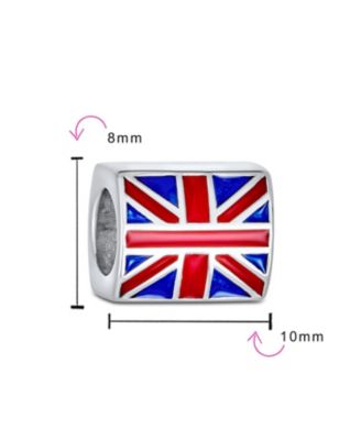 Union Jack Charm Bead Sterling European Bracelet