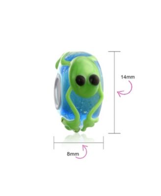 Murano Glass Charm Bead Blue Green Frog Sterling Silver European Bracelet