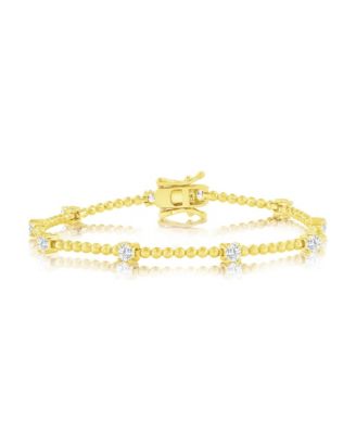 Sterling , Round CZ & Beaded Bracelet