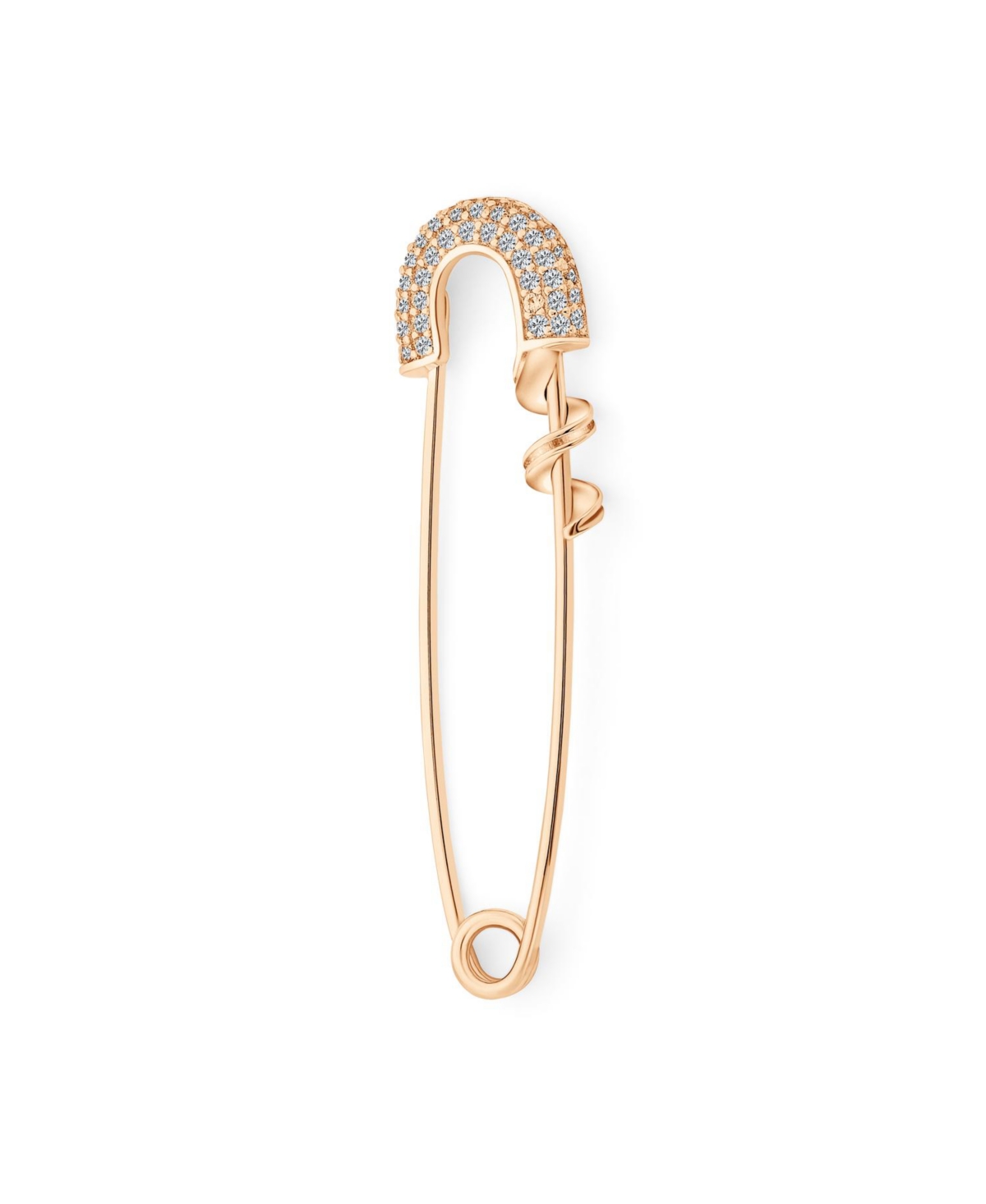 Safety Pin Symbol Of Support Cubic Zirconia Accent Sterling Silver 1.2 Inch - Rose