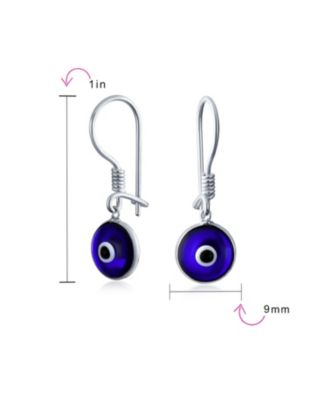 Spiritual Protection Nazar Evil Eye Dangle Earrings Sterling Hooks