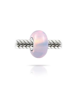 Milky Pink Opaque Murano Glass Charm Bead with Sterling Silver Core Bracelets