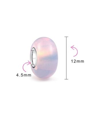 Milky Pink Opaque Murano Glass Charm Bead with Sterling Silver Core Bracelets