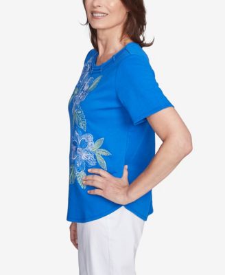 Women's Parrot Cay Tropical Floral Embroidered Top