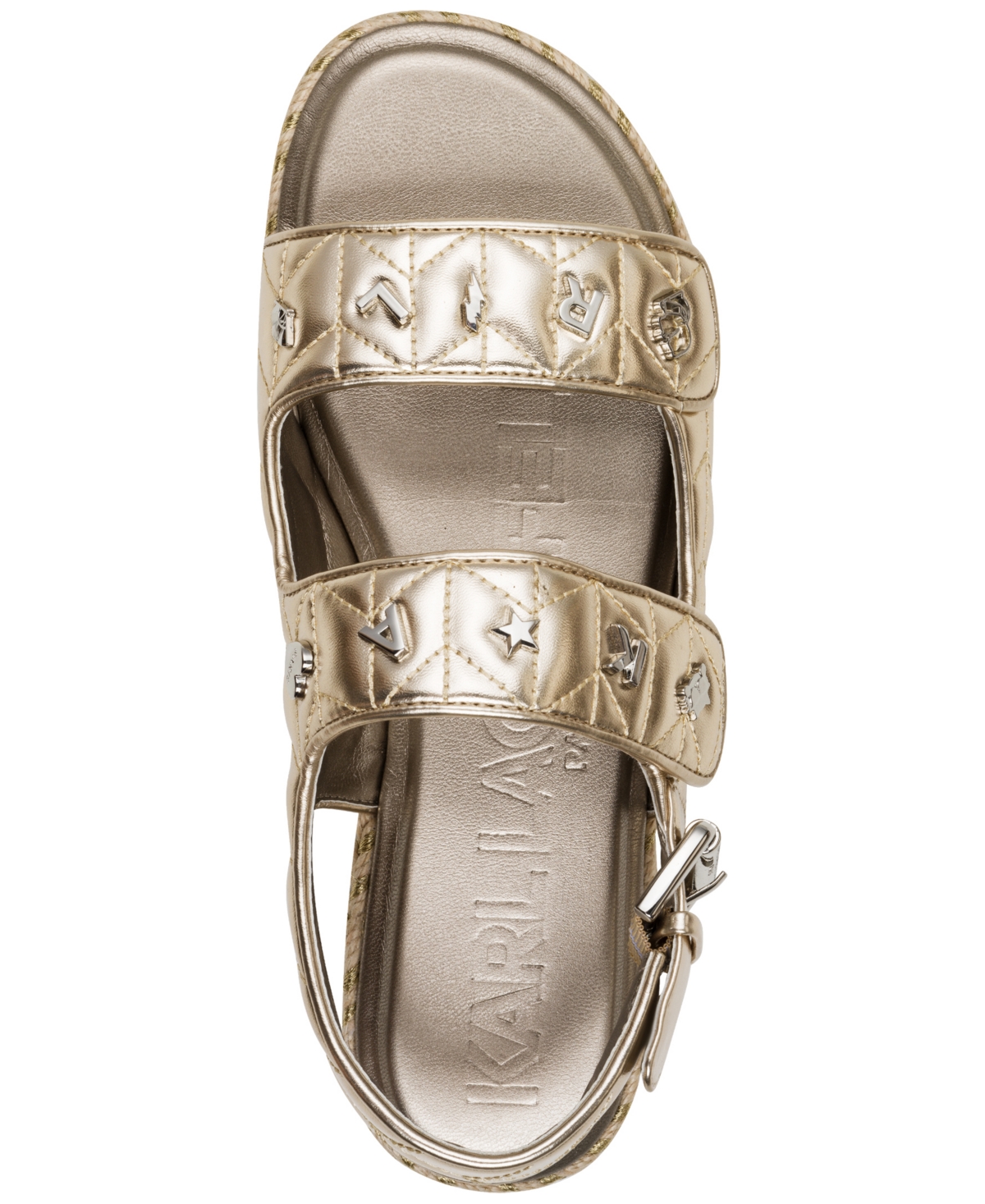 Shop Karl Lagerfeld Women's Charlay Almond Toe Flat Sandals In White Gold