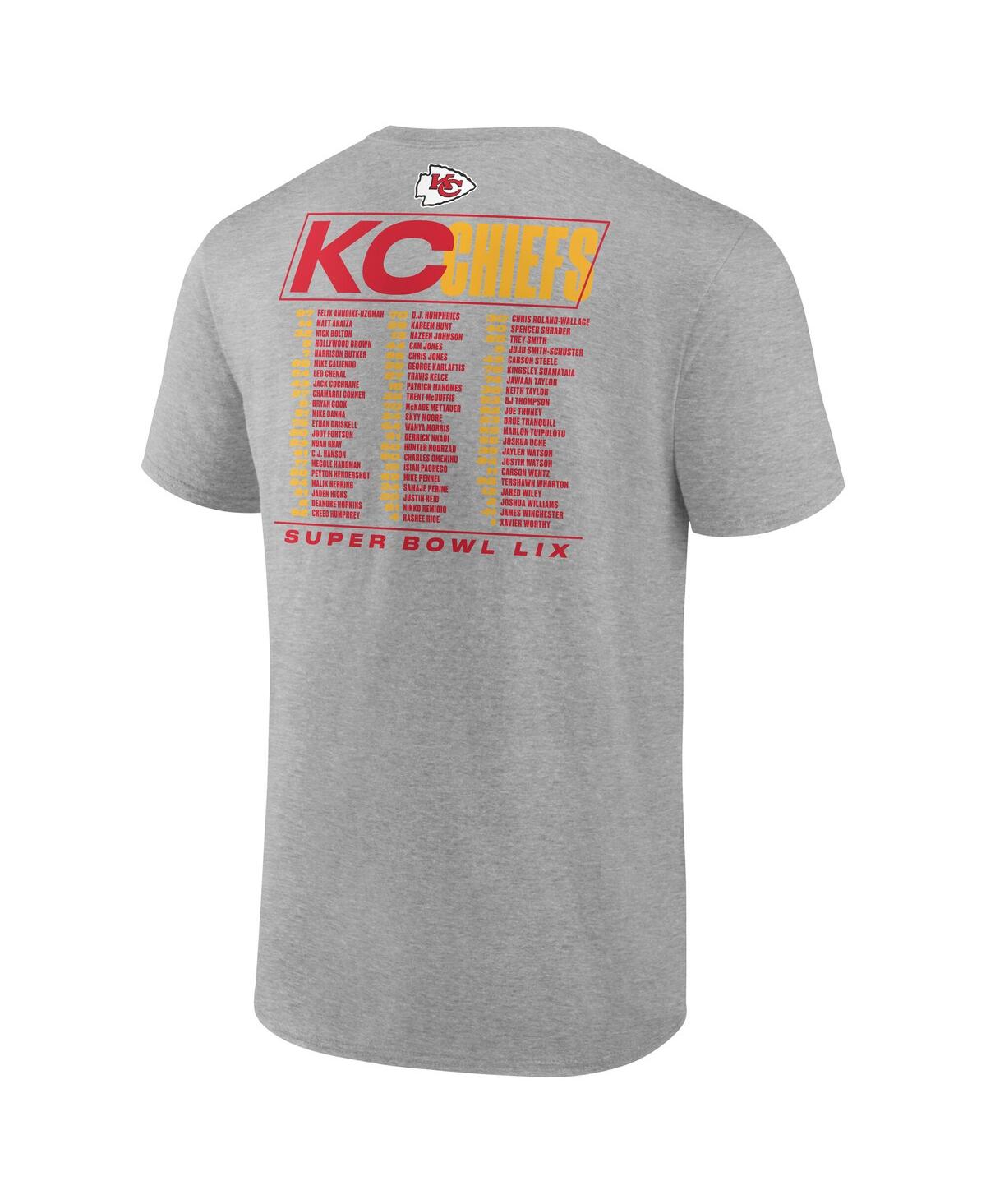 Fanatics Big Boys And Girls Heather Gray Kansas City Chiefs Super Bowl Lix Roster T-shirt In Heather Gray