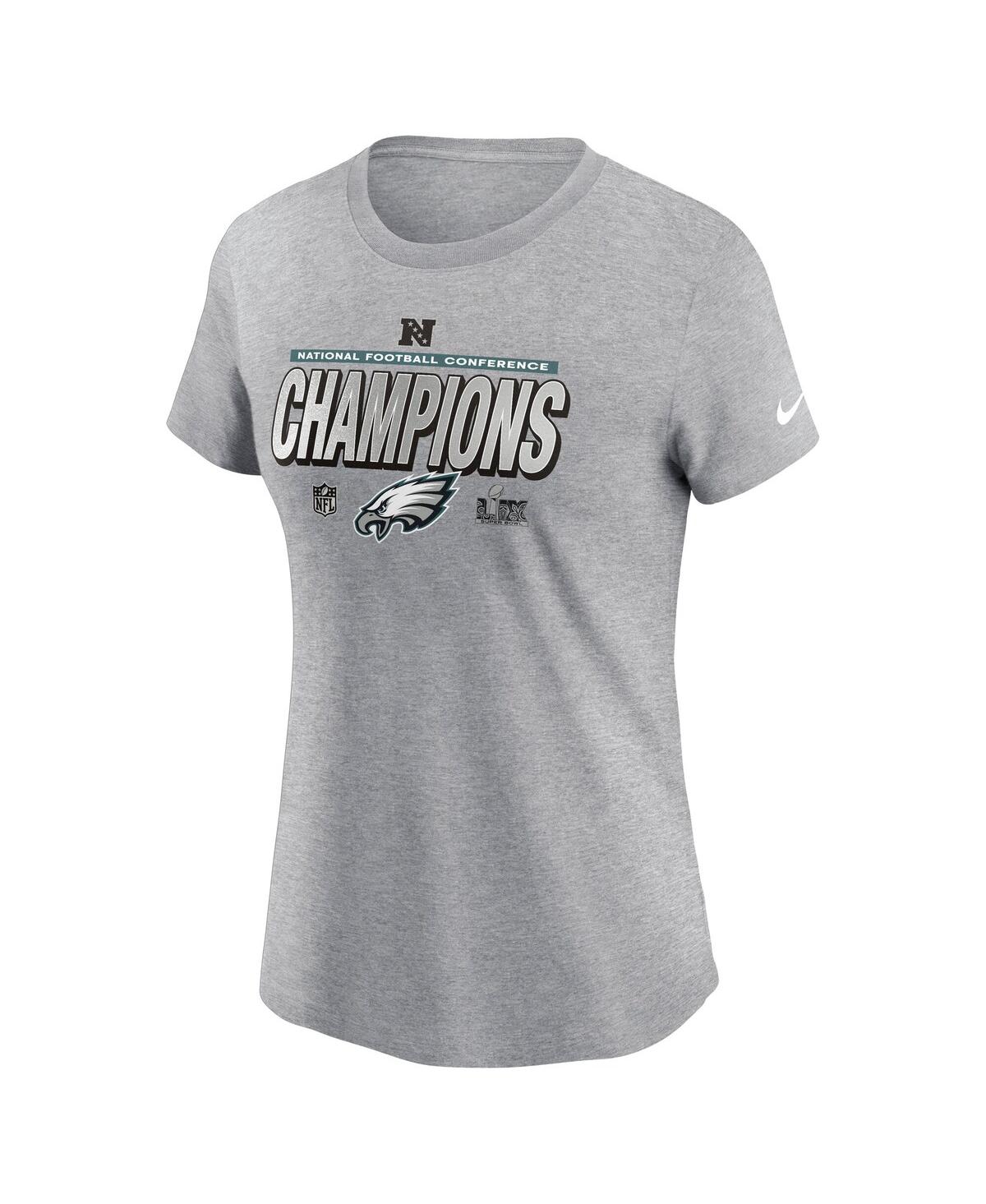 Nike Women's Heather Gray Philadelphia Eagles 2024 Nfc Champions Locker Room Trophy Collection T-shirt In Heather Gray