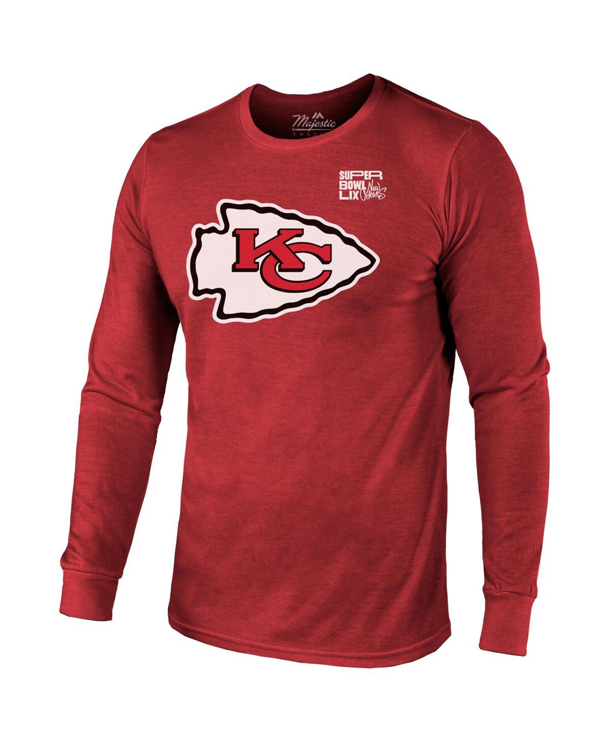 Majestic Men's Patrick Mahomes Red Kansas City Chiefs Super Bowl Lix Player Name Number Tri-blend Long Sleeve In Red