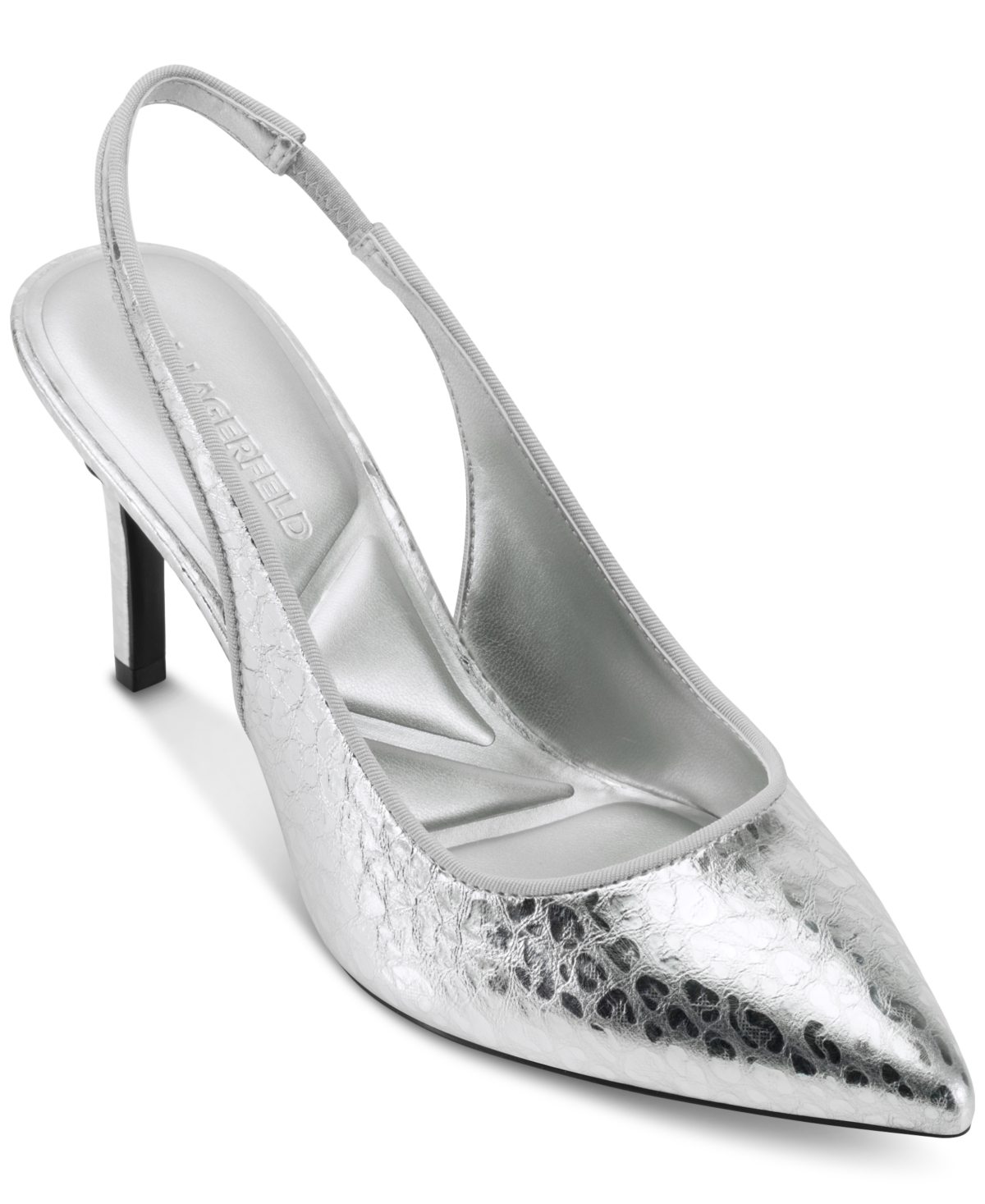 Shop Karl Lagerfeld Women's Rosalyn Slingback Pumps In Silver