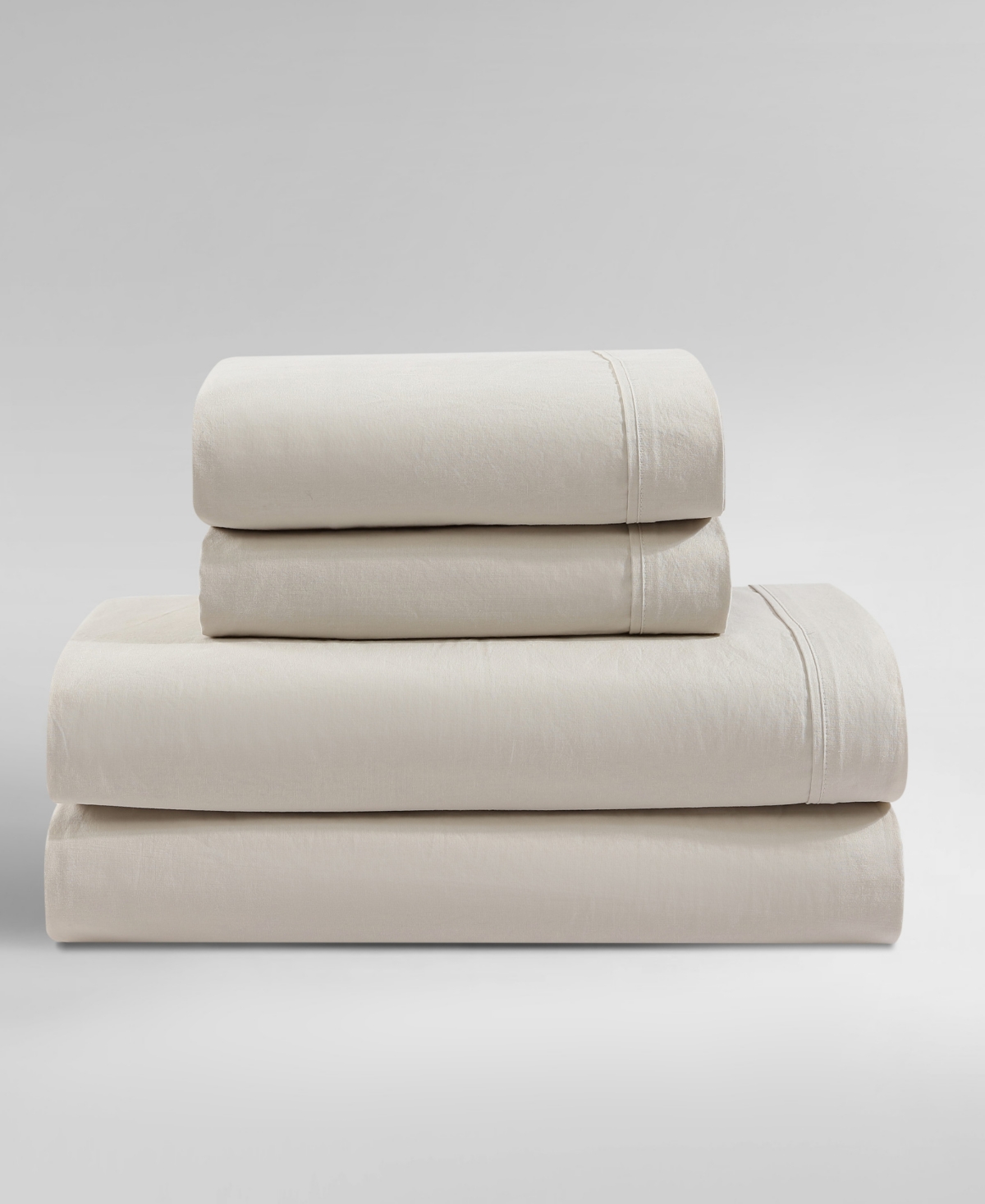Calvin Klein Washed 200-thread Count Cotton 3-pc. Sheet Set, Twin In Light Beige