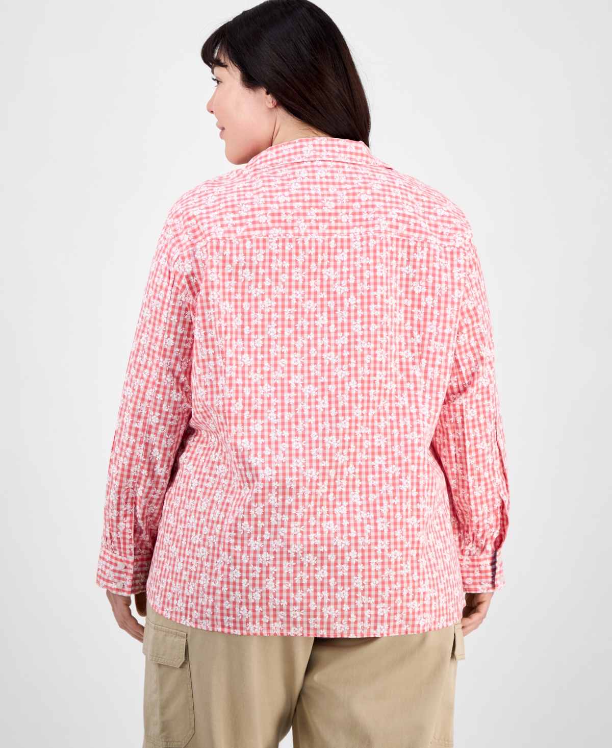 Tommy Hilfiger Plus Size Cotton Paisley-print Utility Shirt In Pink
