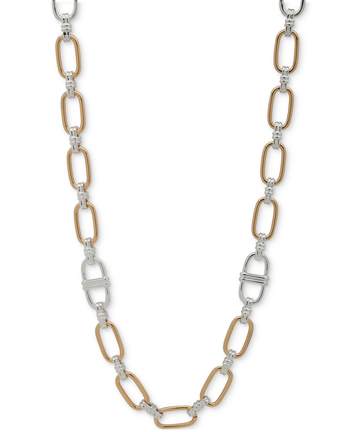 Two-Tone Linked Strandage Necklace, 42" - Gold/Silver