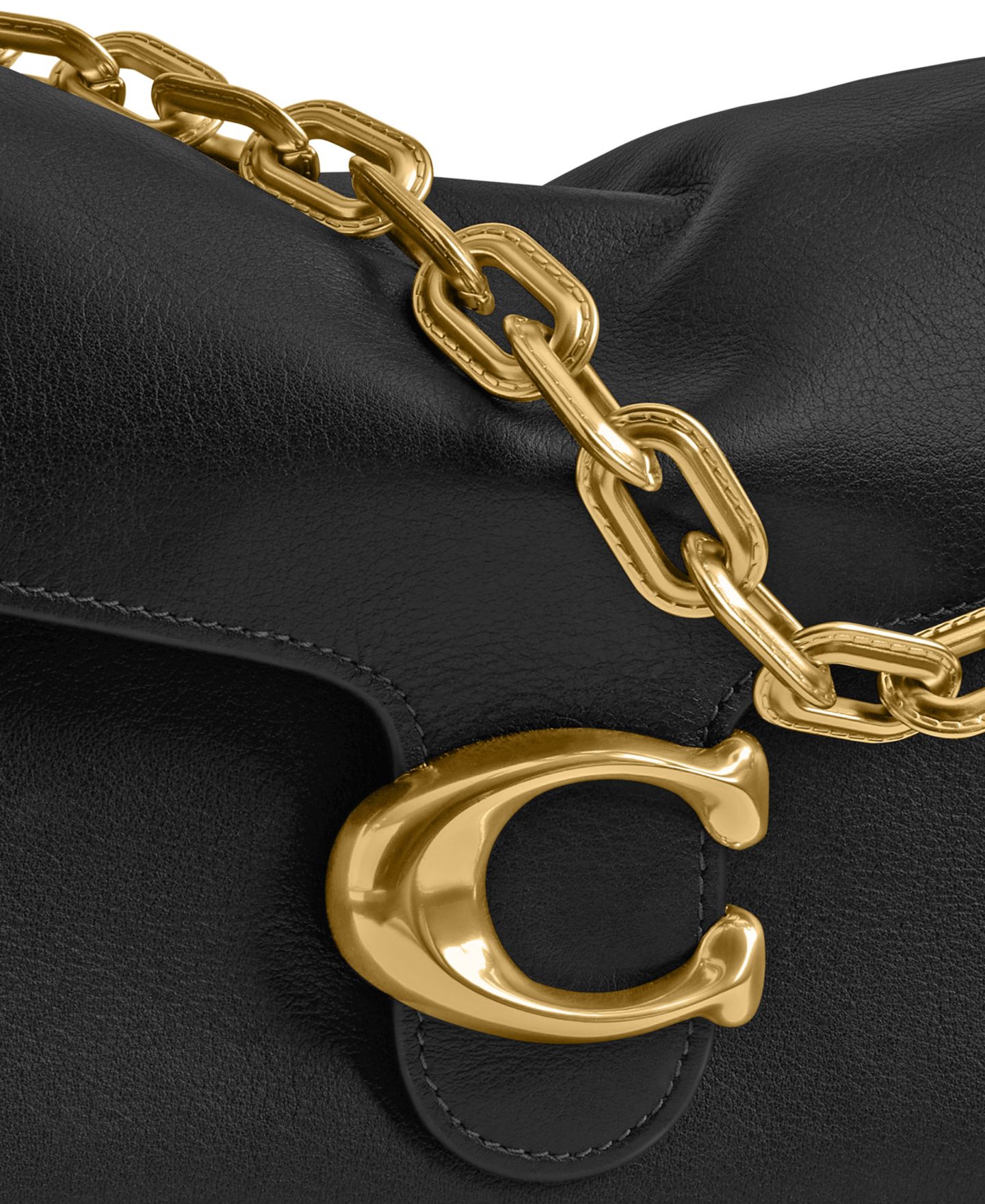 Женская сумка COACH Chain Tabby Medium Leather Shoulder, цвет: Латунный / Чёрный — фото 4