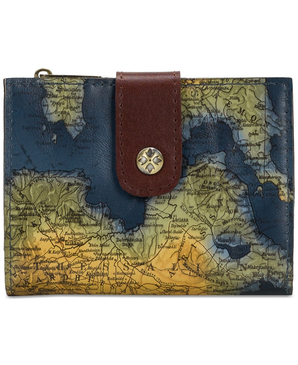 Chiara Leather Wallet - Greek Map