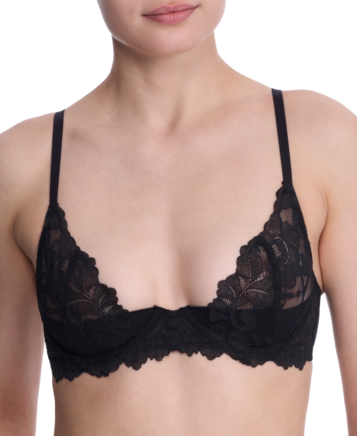 Natori Peony Unlined Lace Underwire Bra In Black