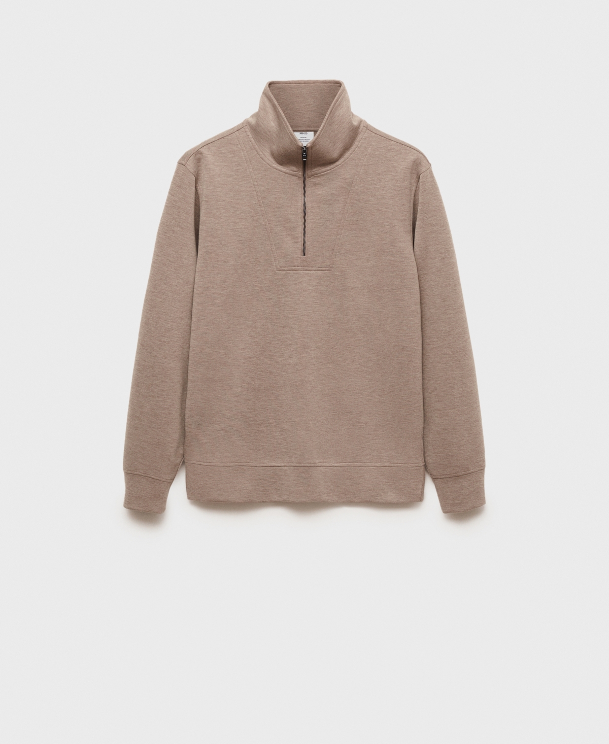 Mango Men's Funnel-neck Quarter-zip Sweatshirt In Mink Gray