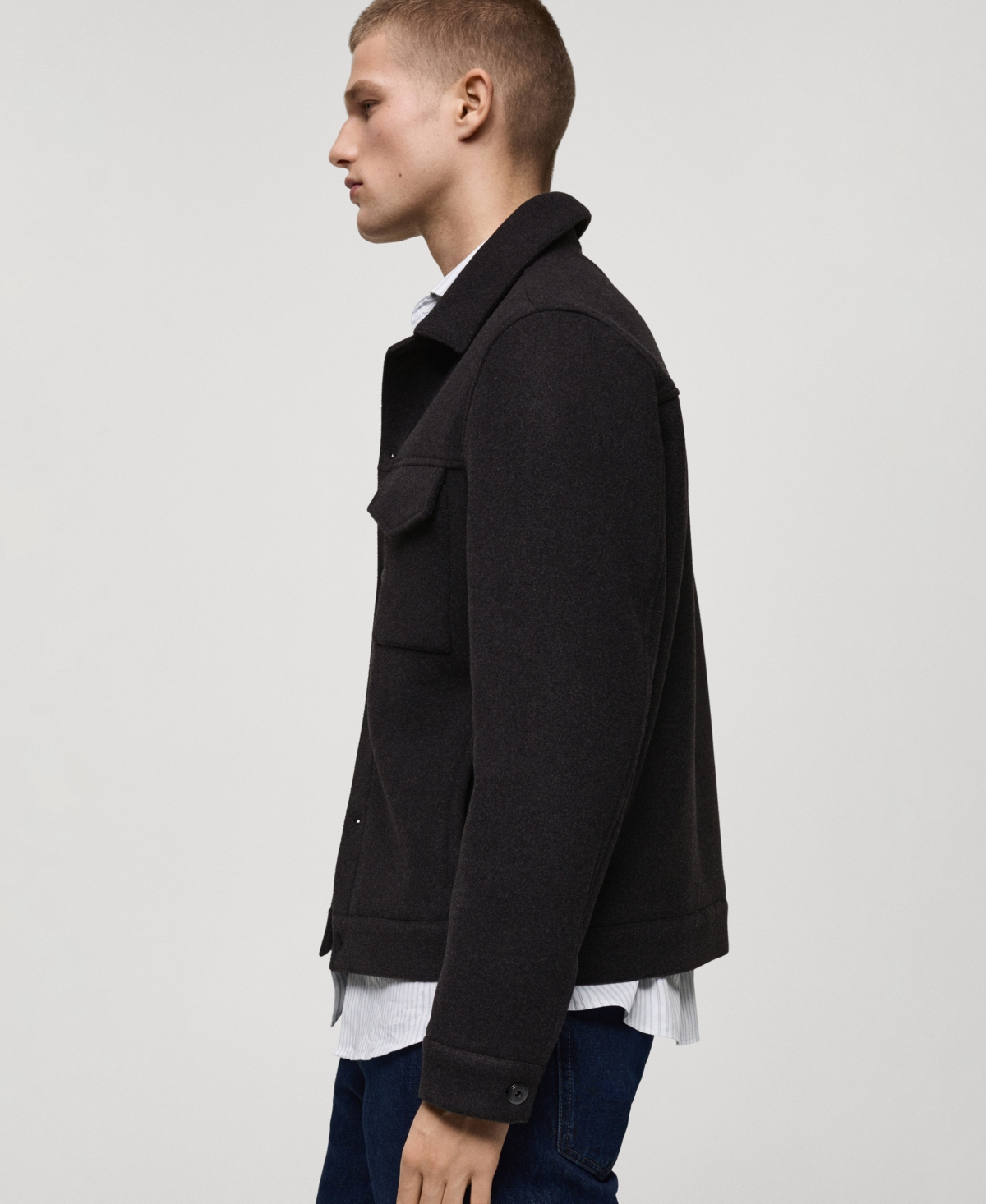 Mango Men's Regular-fit Wool Jacket In Charcoal