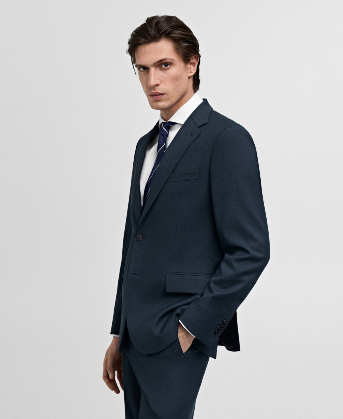 Shop Mango Men's Slim-fit Suit Blazer In Dark Navy