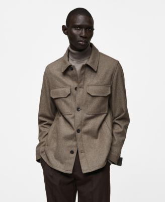 MANGO - Men's Flannel Wool-Blend Overshirt